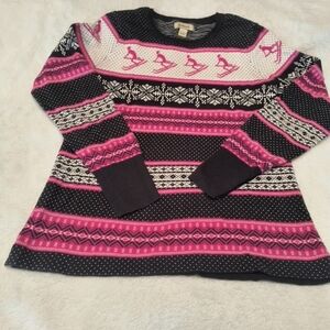 G.H. Bass & Co. Black and Pink Ski Sweater